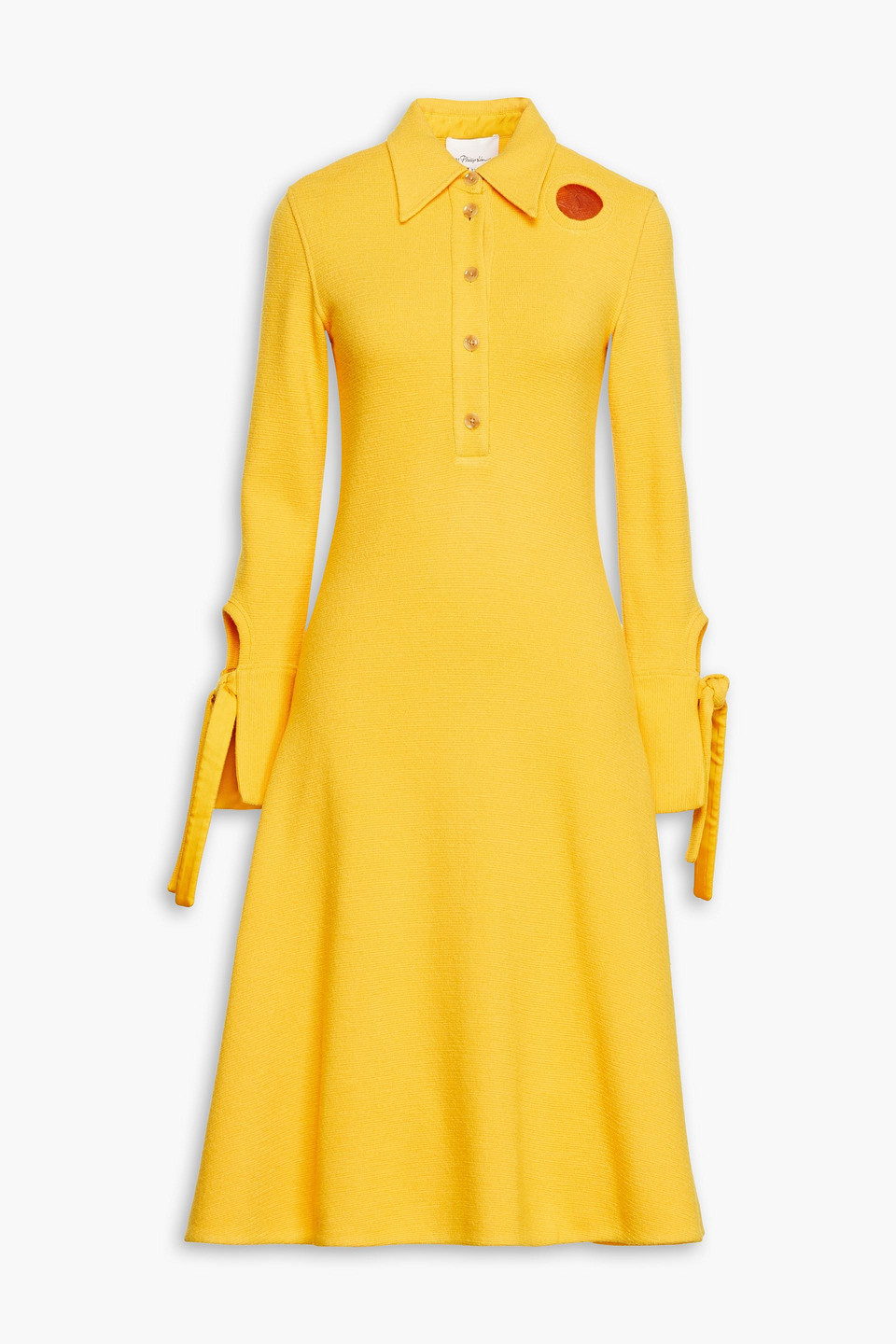 3.1 Phillip Lim Cutout Wool-blend Midi Shirt Dress In Yellow