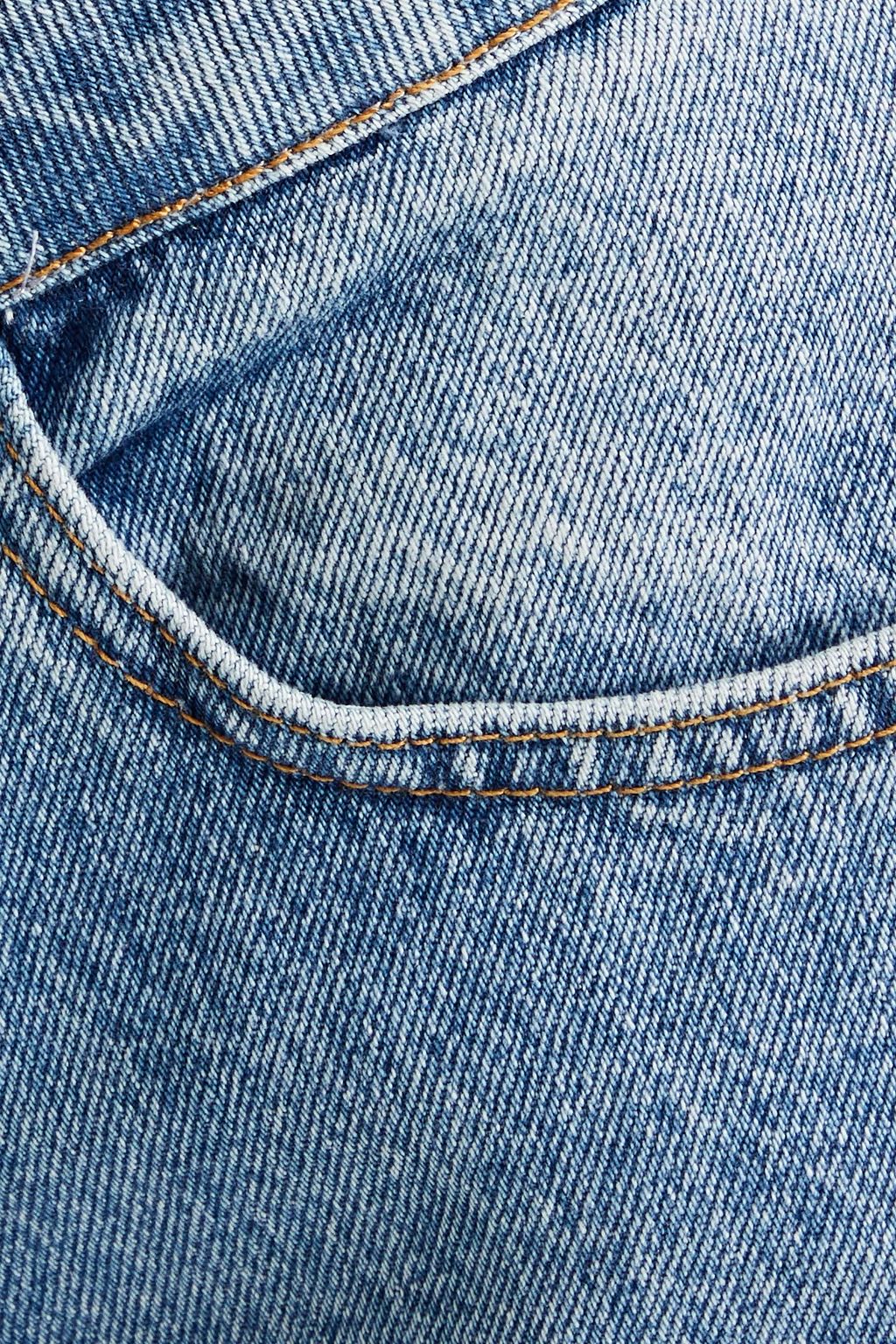 KSUBI بنطلون جينز بقصّة أرجل مستقيمة وخصر مرتفع بتصميم ممزق