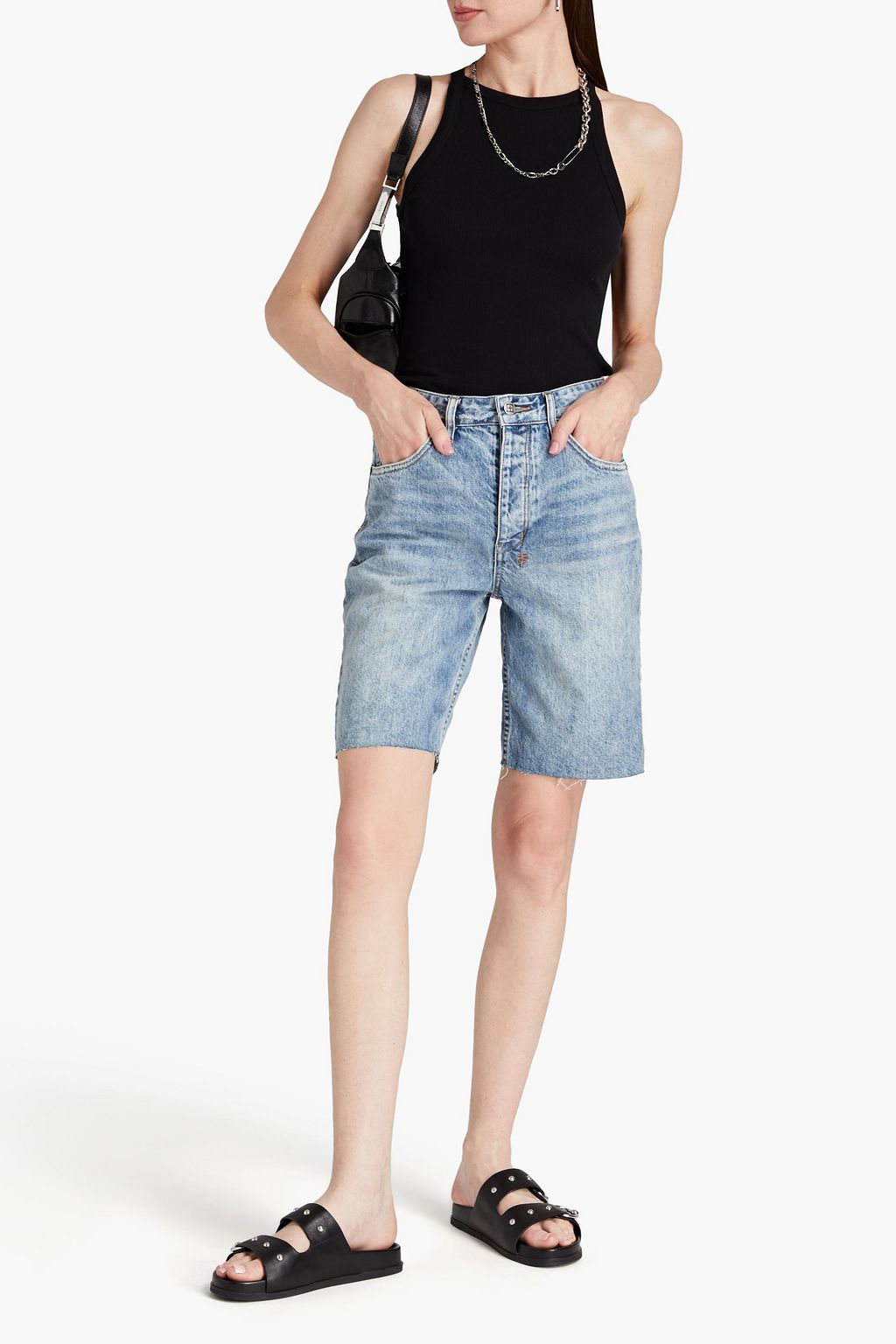 KSUBI Faded distressed denim shorts