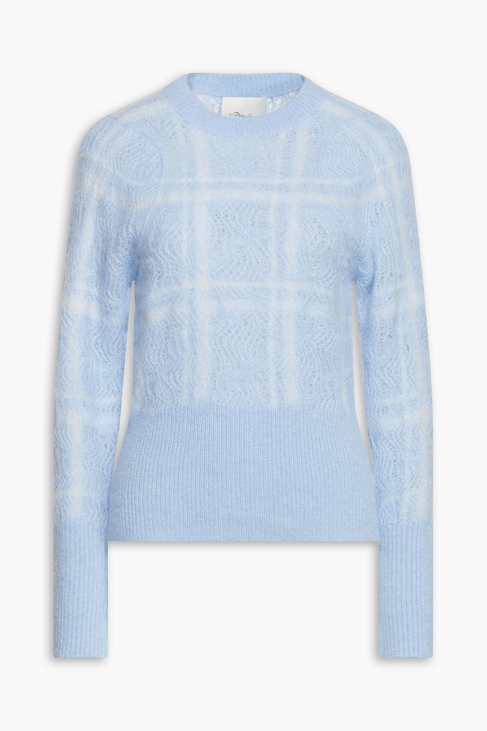 3.1 Phillip Lim Checked Pointelle-knit Alpaca-blend Sweater In Blue