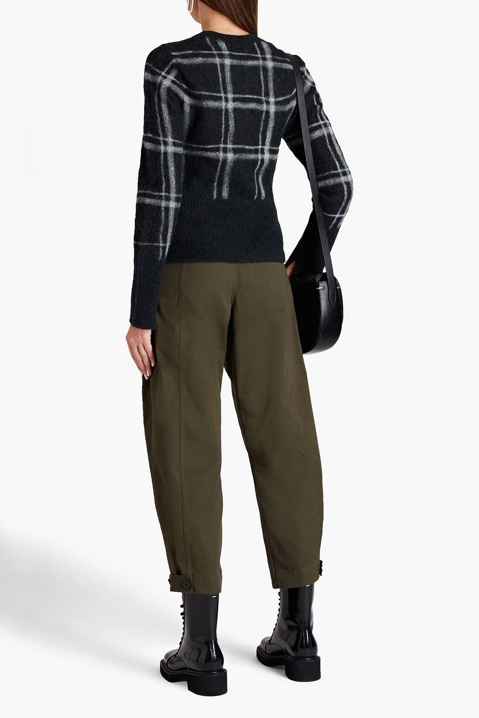 3.1 Phillip Lim Checked Pointelle-knit Alpaca-blend Sweater In Anthracite