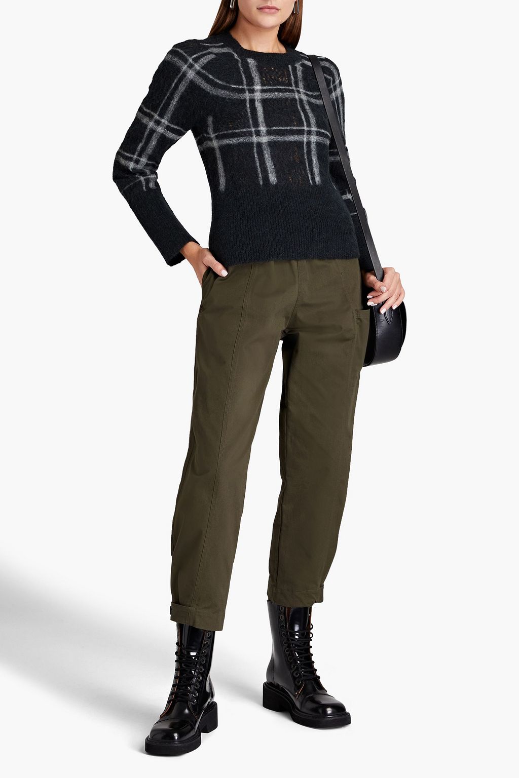 3.1 PHILLIP LIM Distressed checked alpaca-blend sweater