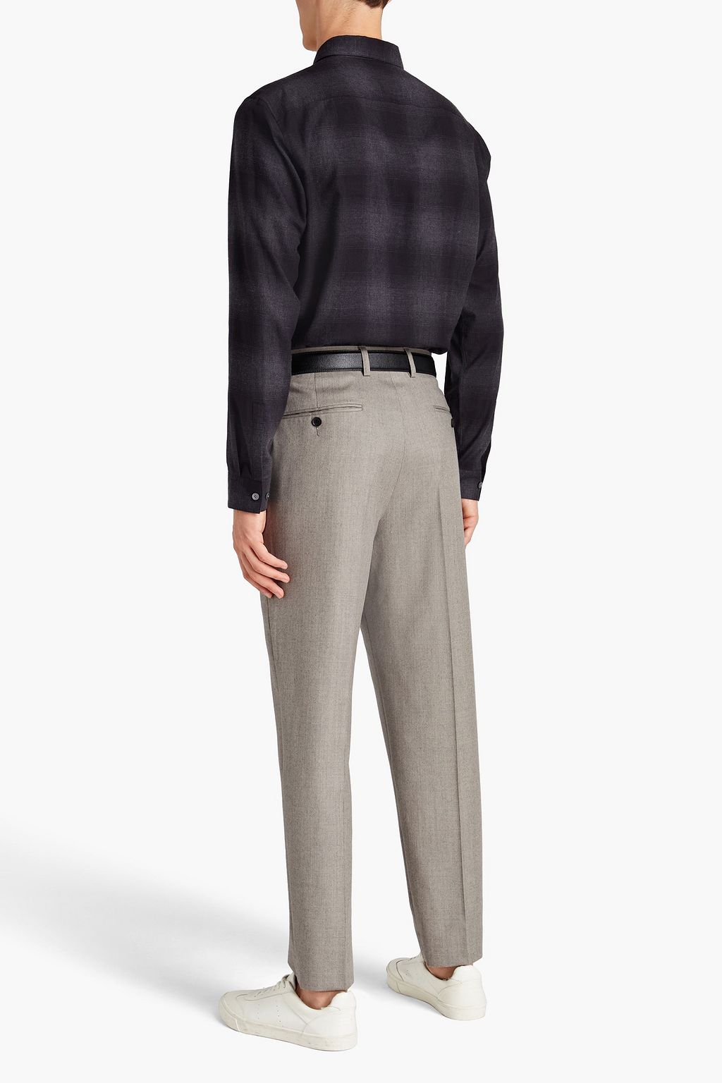 THEORY Checked cotton-flannel shirt