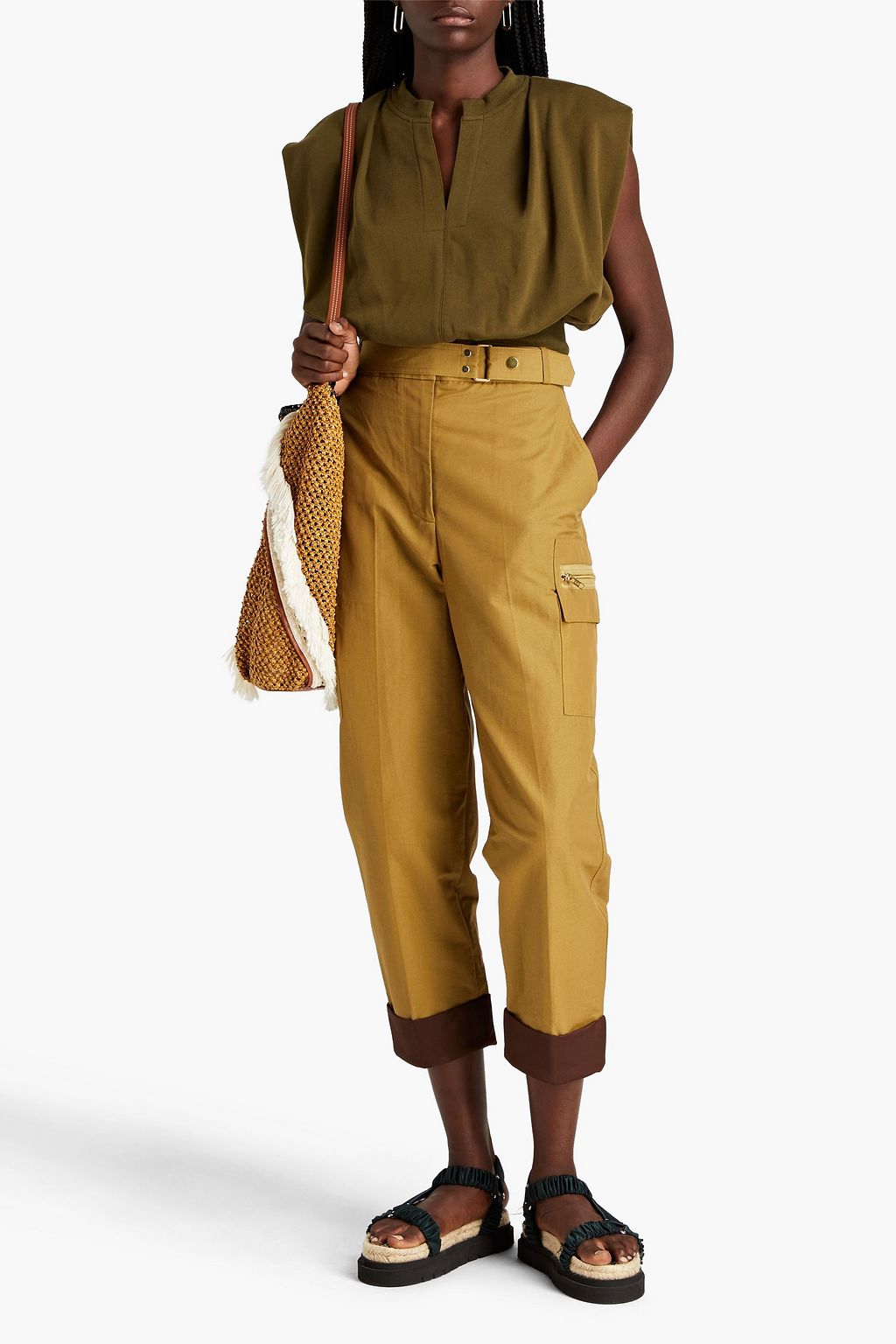 3.1 PHILLIP LIM بنطلون قصير من مزيج القطن بقصة مدببة