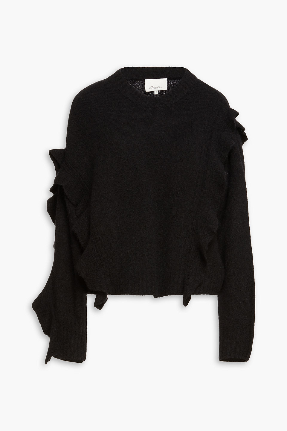 3.1 Phillip Lim Ruffled Brushed Knitted Sweater In Black