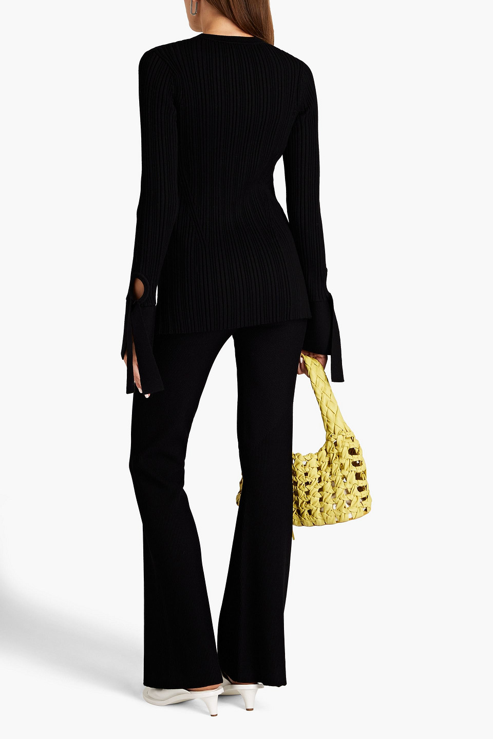  3.1 Phillip Lim - Gerippter Pullover Aus Einer Wollmischung Mit Bindedetail - Schwarz - Xs 