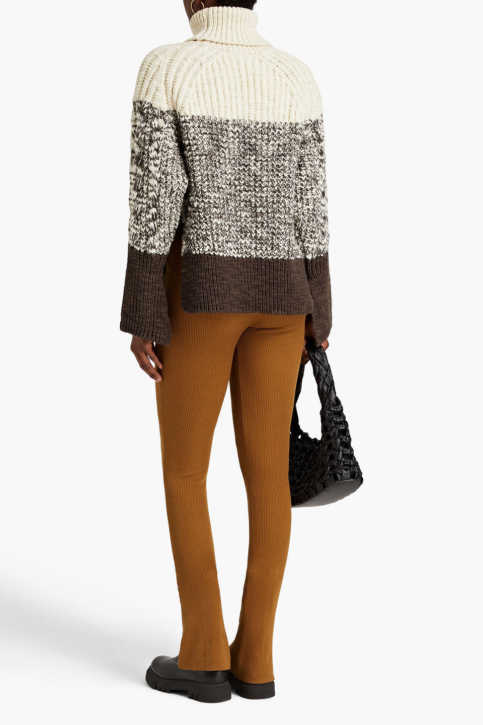  3.1 Phillip Lim - Melierter Rollkragenpullover Aus Gerippter Wolle In Colour-block-optik - Braun - Xs 