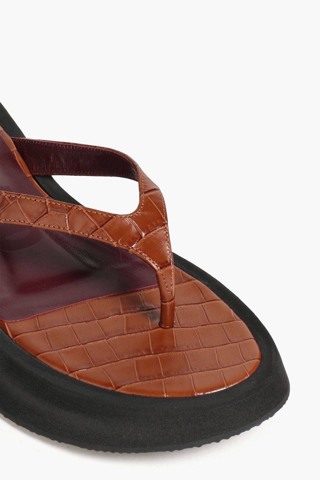 STAUD Croc-effect leather platform sandals