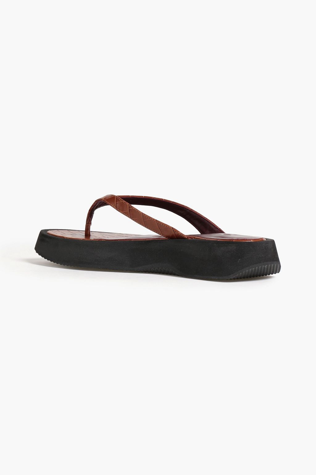 STAUD Croc-effect leather platform sandals