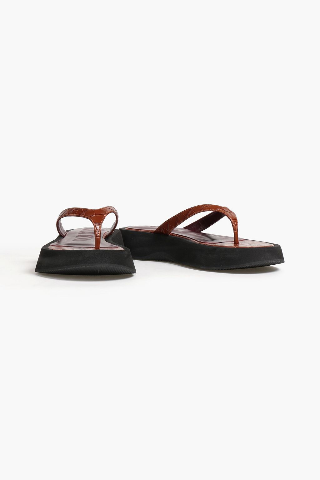 STAUD Croc-effect leather platform sandals