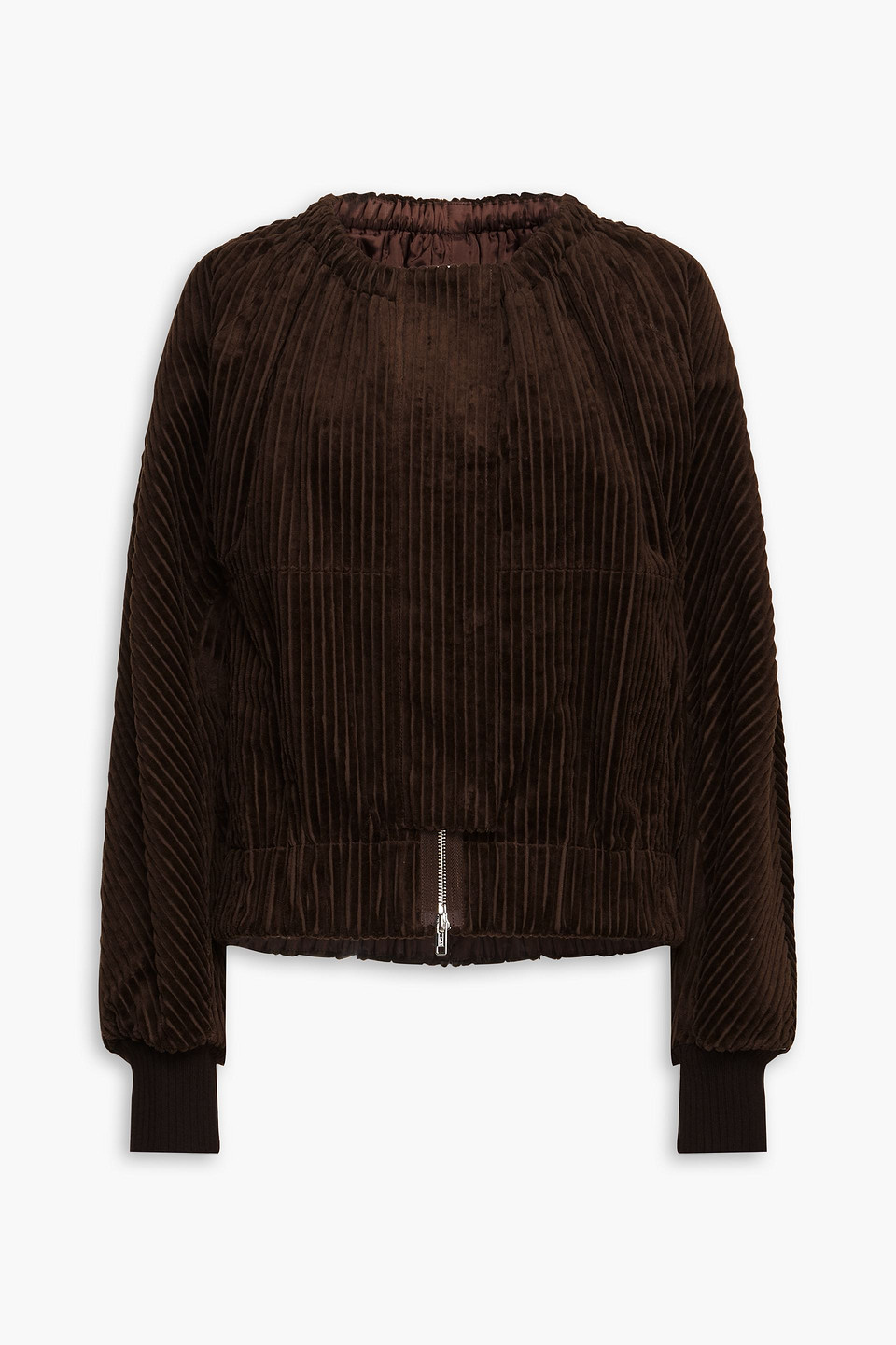 3.1 phillip lim - gathered cotton-corduroy jacket - brown - us 0