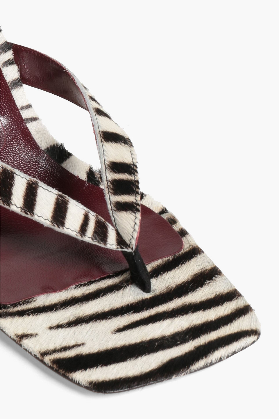 STAUD AUDREY ZEBRA-PRINT CALF-HAIR SANDALS 3074457345632765179