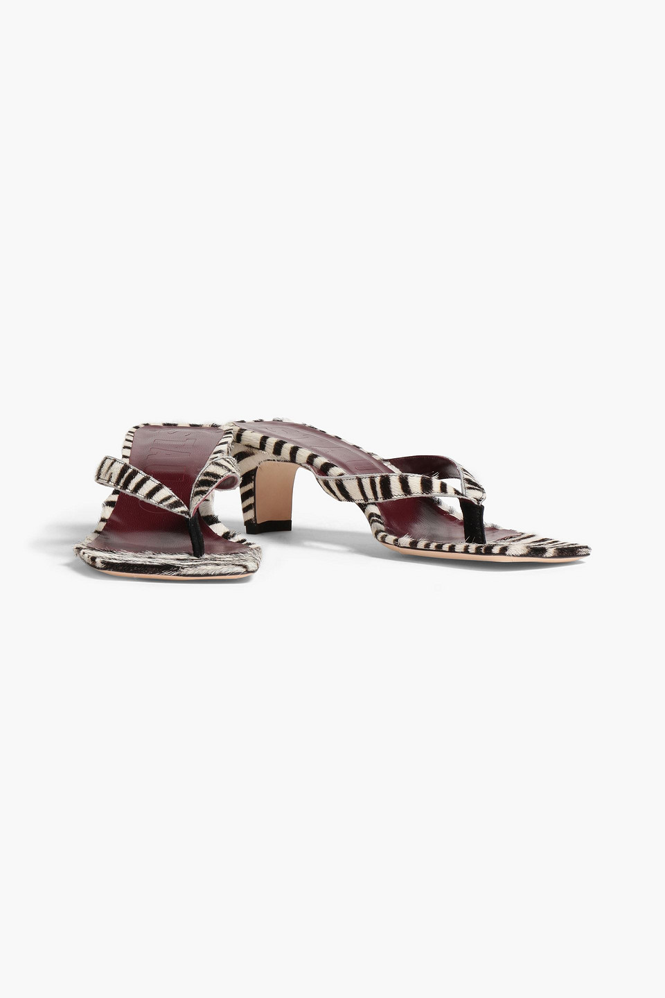 STAUD AUDREY ZEBRA-PRINT CALF-HAIR SANDALS 3074457345632765179