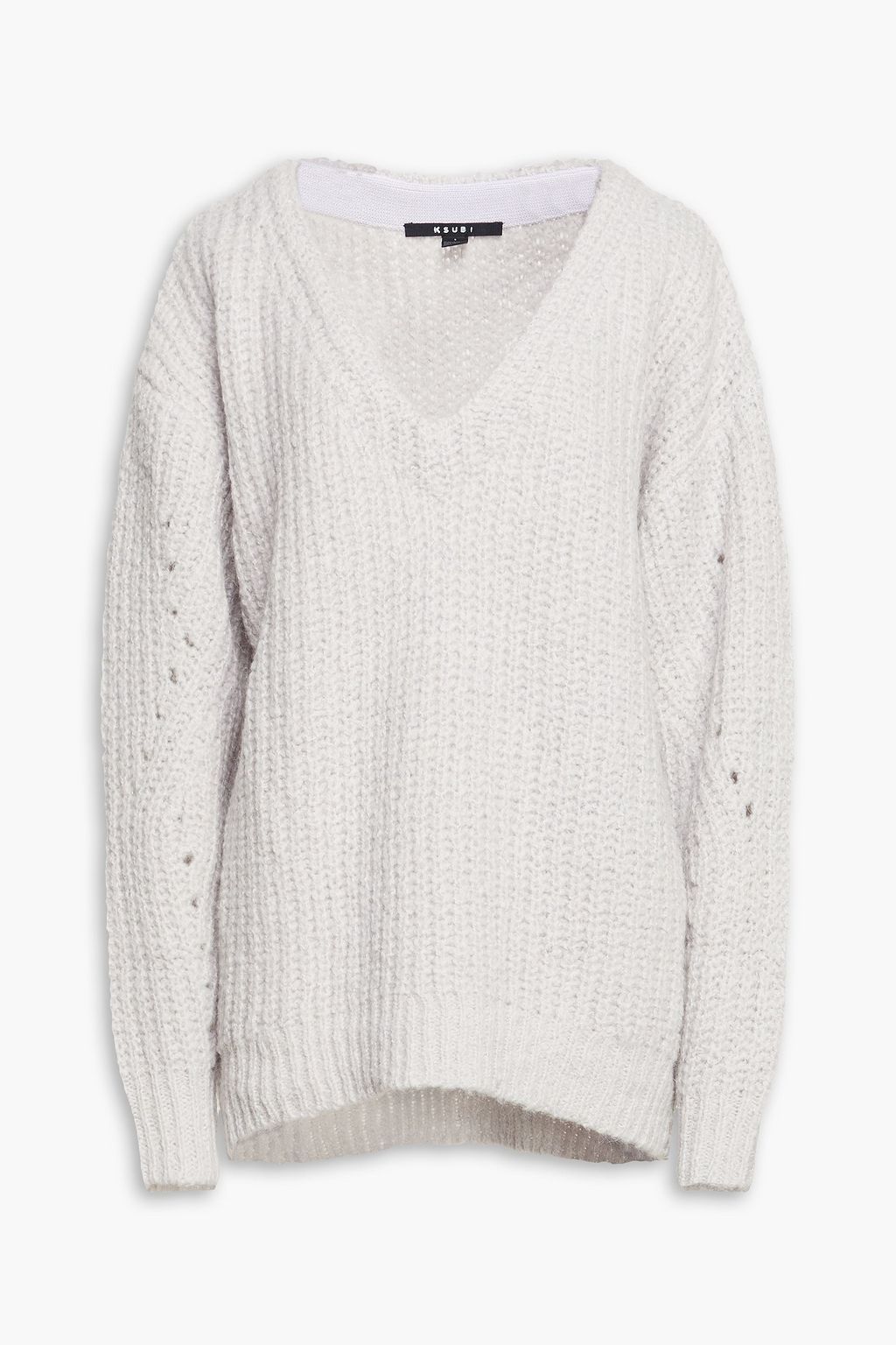 Light gray Oversized appliquéd ribbed-knit sweater | KSUBI | THE OUTNET