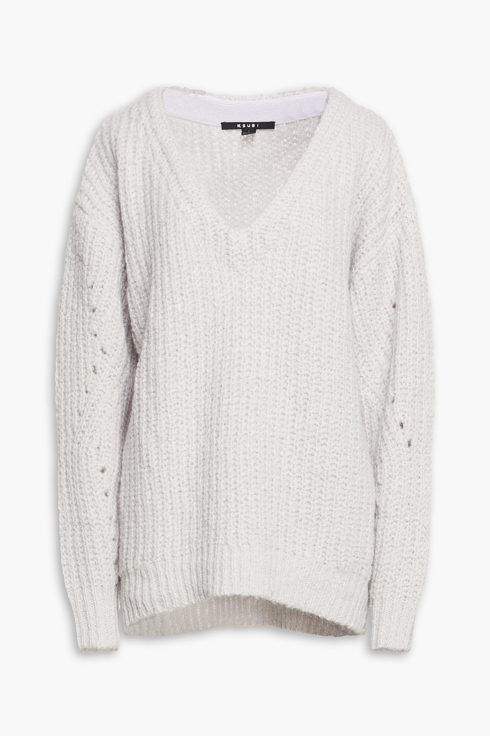 Ksubi Oversized Appliquéd Ribbed-knit Jumper In White