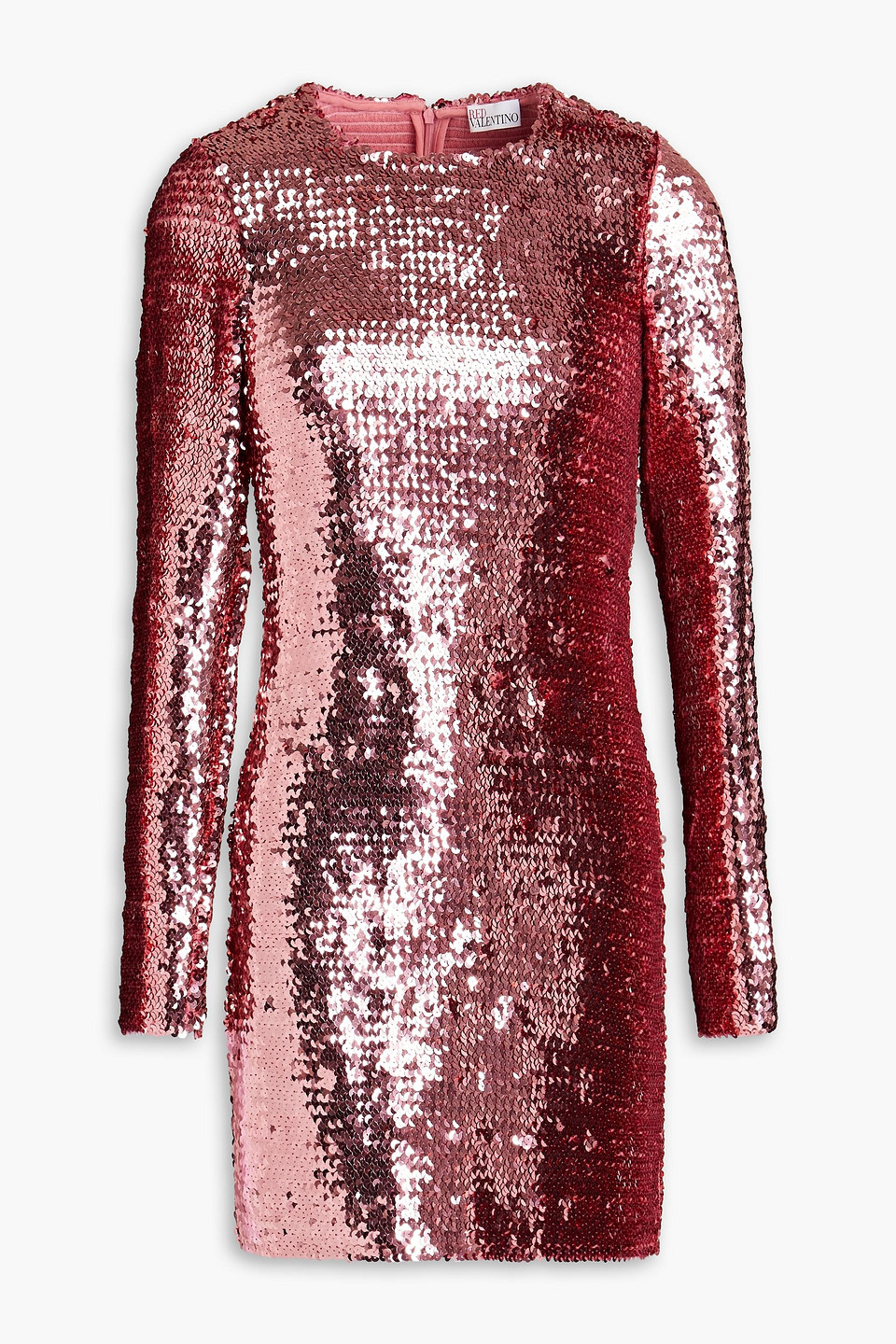 Red Valentino Sequined Stretch-knit Mini Dress In Pink