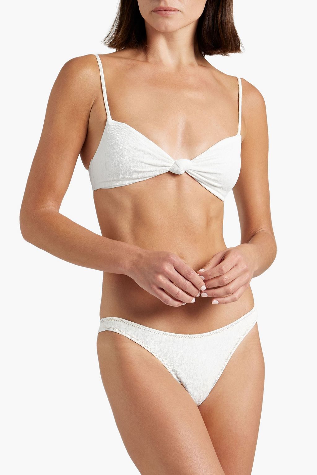 VIX PAULA HERMANNY Cloqué knotted bikini top