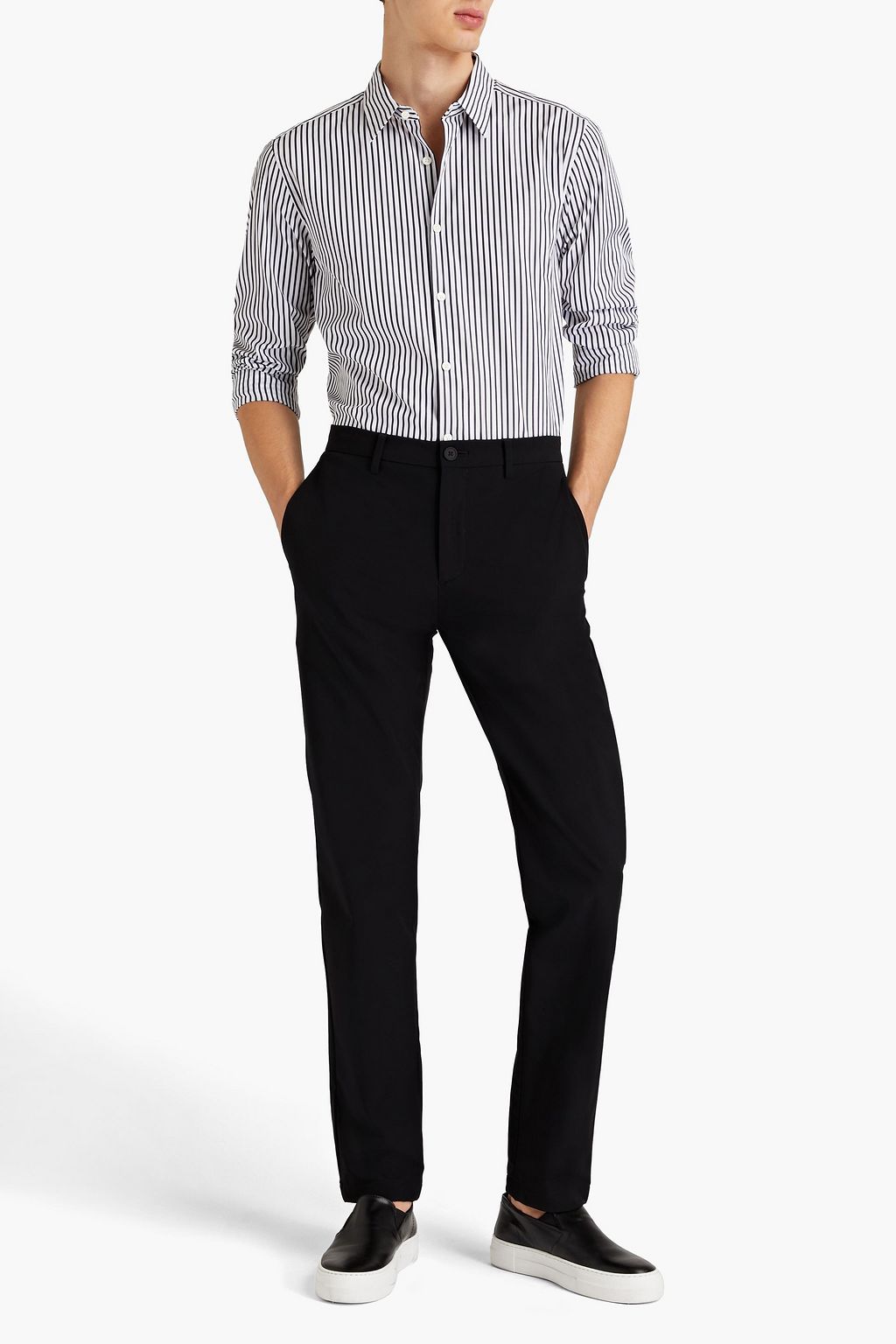 THEORY Striped cotton-poplin shirt