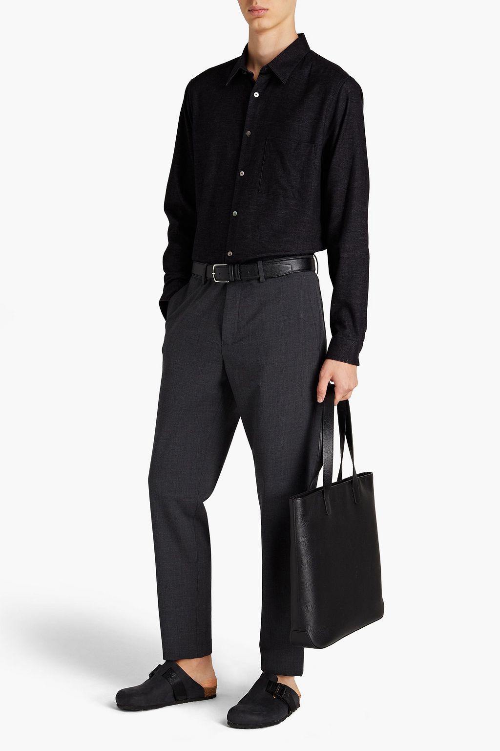 THEORY Irving mélange cotton-flannel shirt