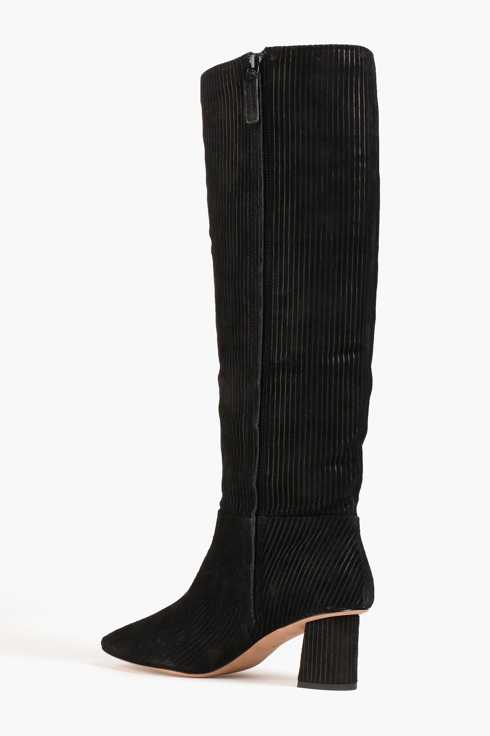 3.1 Phillip Lim Tess Ribbed Suede Knee Boots In Black