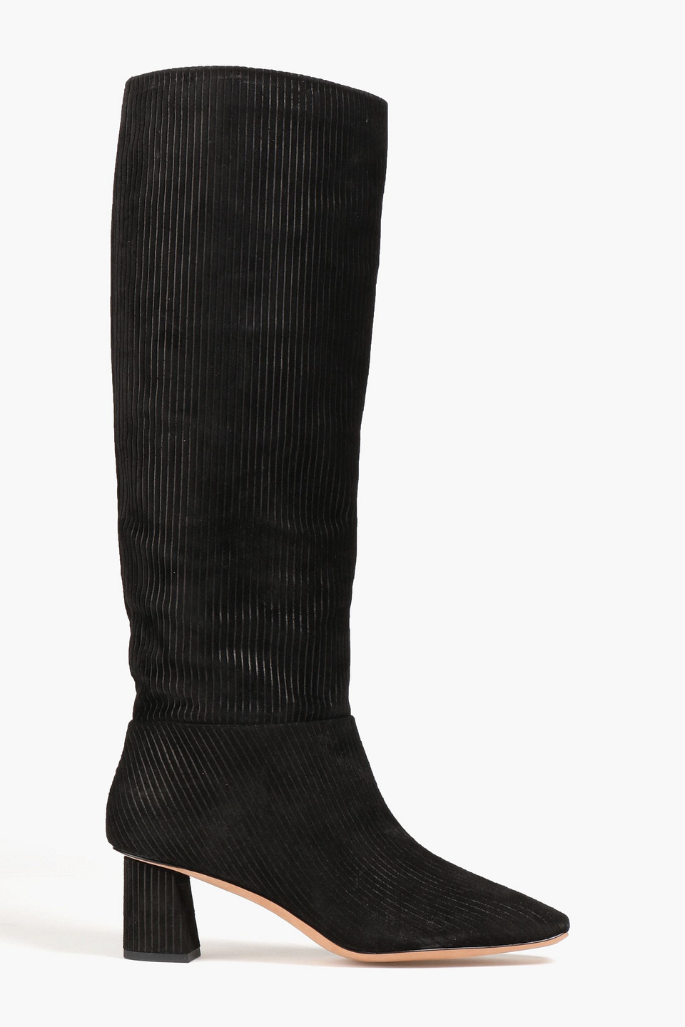 3.1 Phillip Lim Tess Ribbed Suede Knee Boots In Black