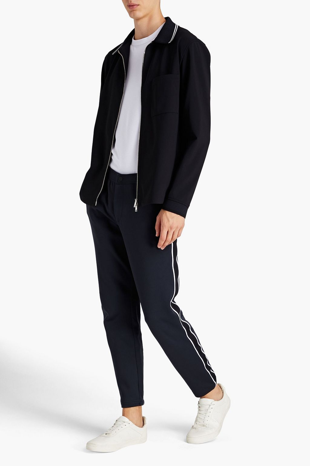 THEORY Cropped satin-jersey track pants