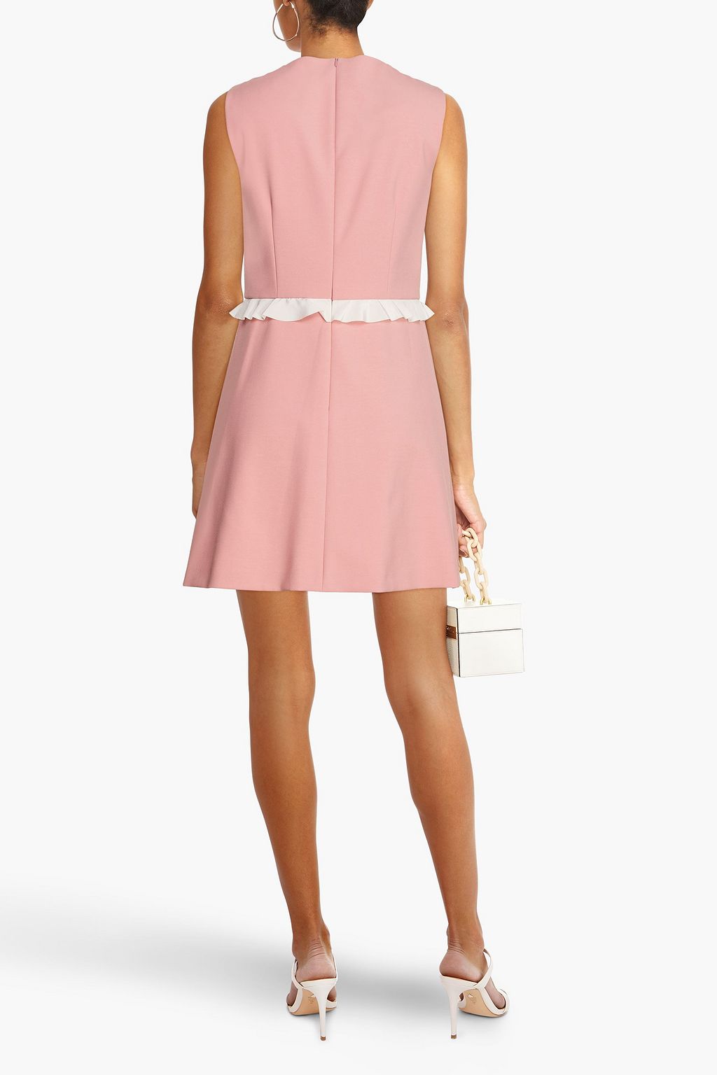 REDVALENTINO Two-tone ruffle-trimmed crepe mini dress
