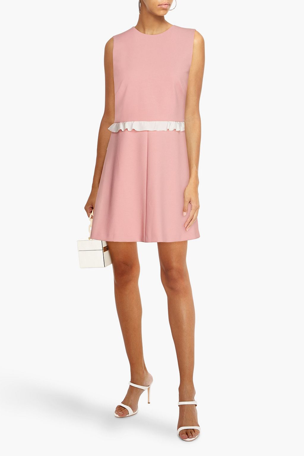 REDVALENTINO Two-tone ruffle-trimmed crepe mini dress