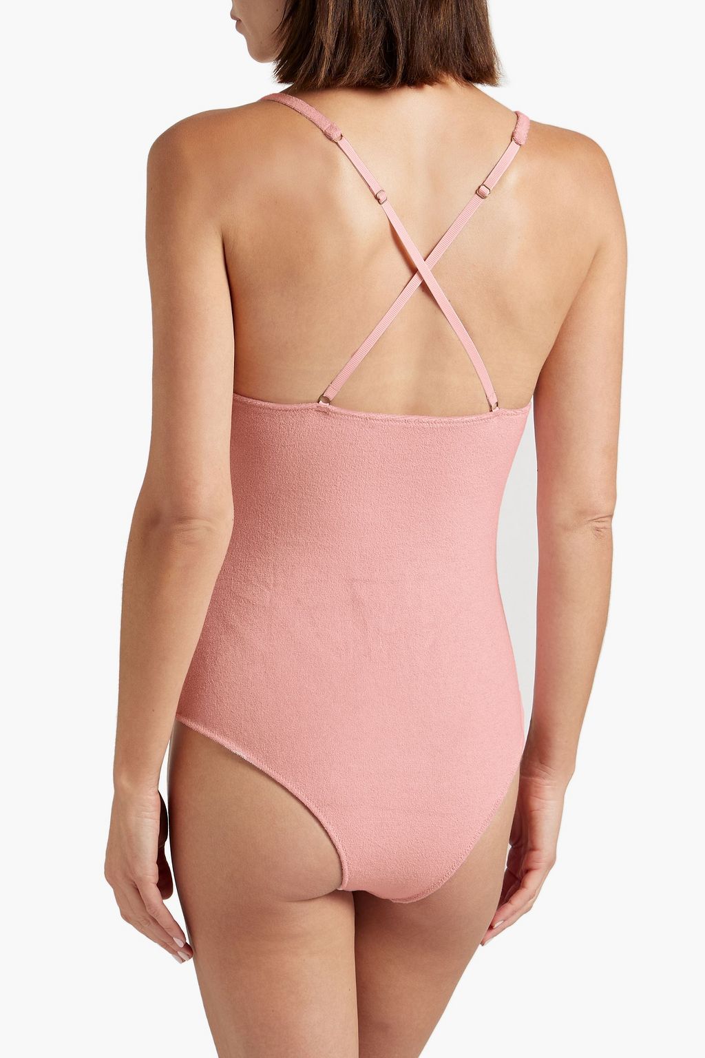 LOVE STORIES Embroidered cotton-blend terry swimsuit