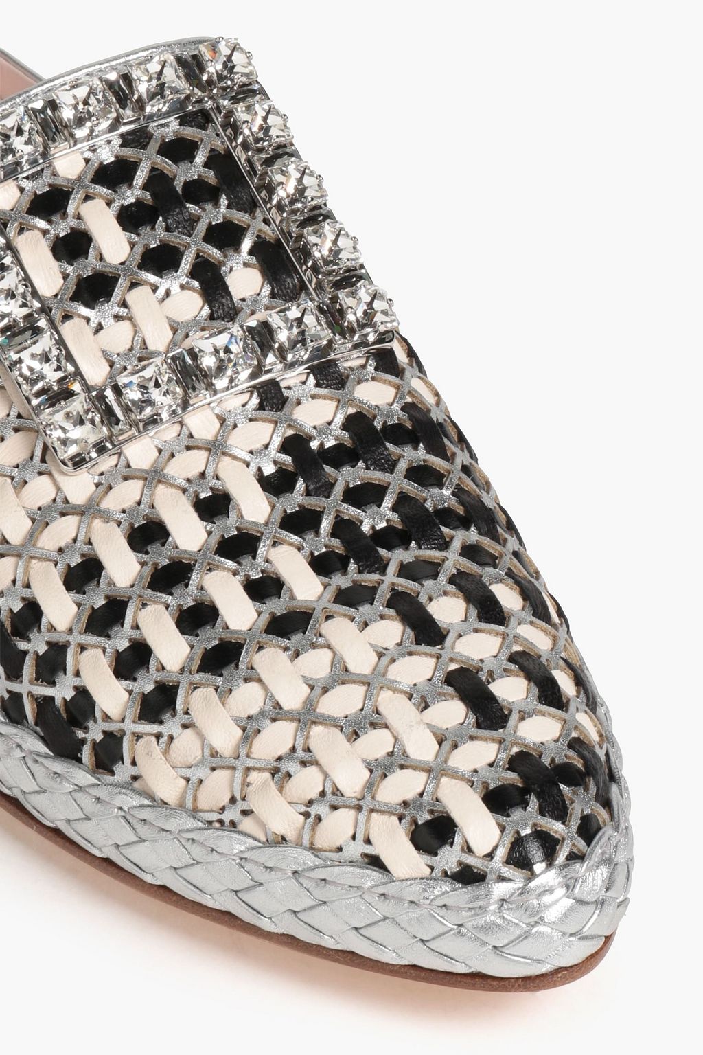 ROGER VIVIER شبشب «آر في لاونج» من الجلد مزيّن بالكريستال
