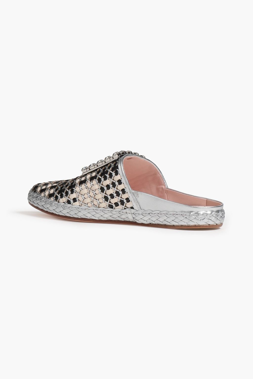 ROGER VIVIER شبشب «آر في لاونج» من الجلد مزيّن بالكريستال