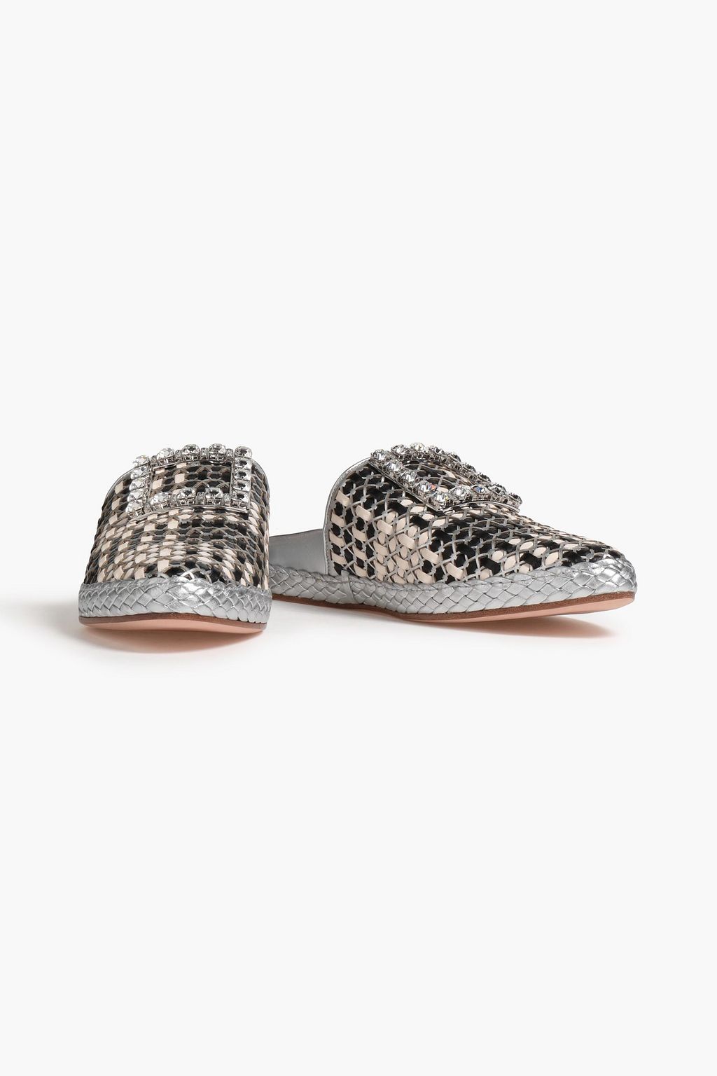 ROGER VIVIER شبشب «آر في لاونج» من الجلد مزيّن بالكريستال