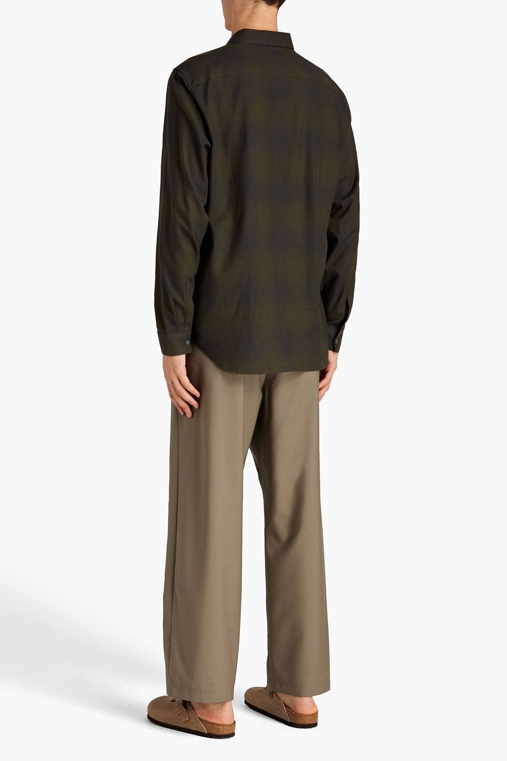 THEORY Checked cotton-flannel shirt