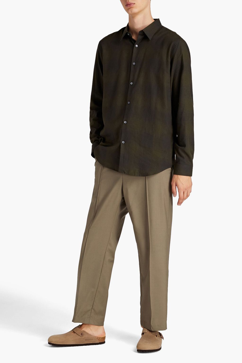 THEORY Checked cotton-flannel shirt