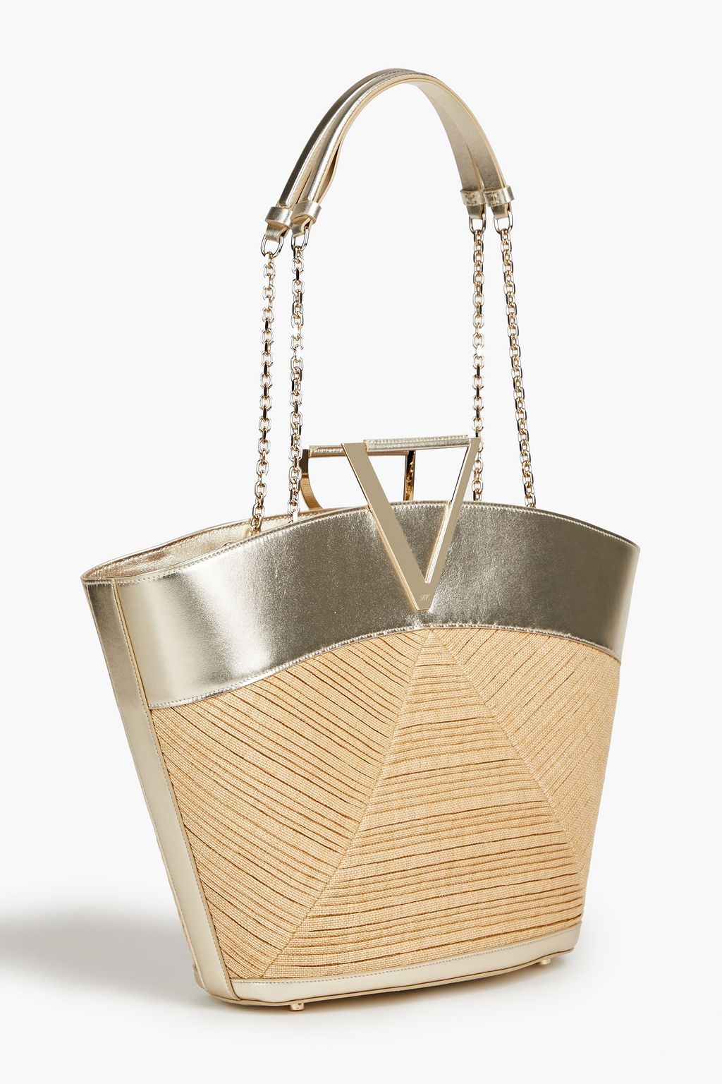 ROGER VIVIER Leather-trimmed canvas tote
