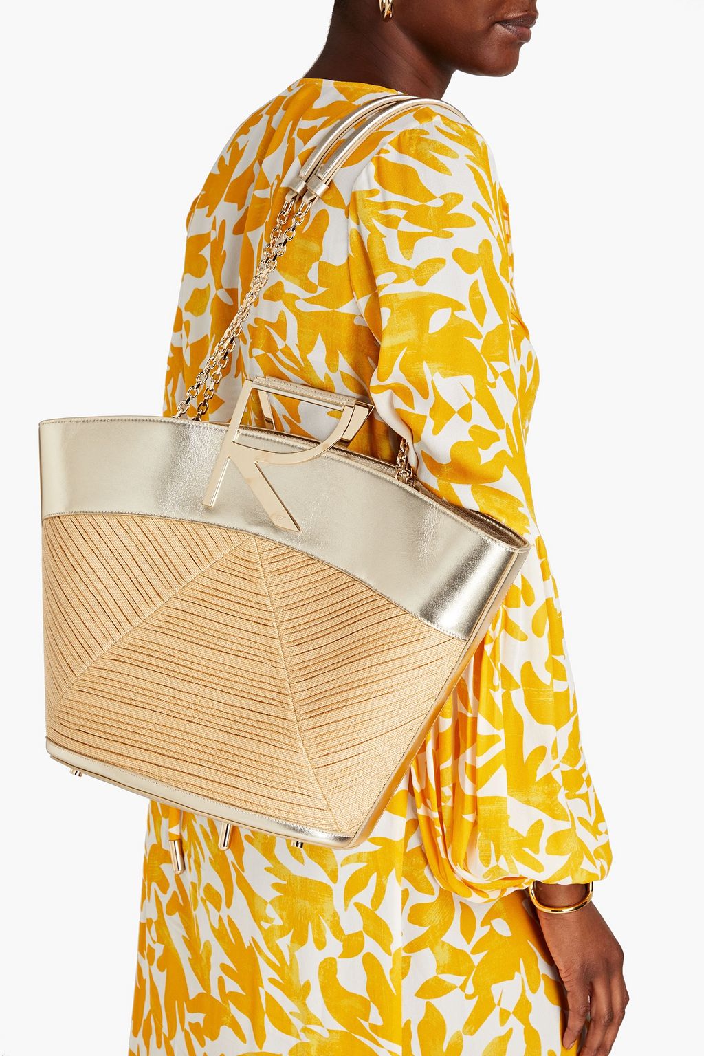 ROGER VIVIER Leather-trimmed canvas tote