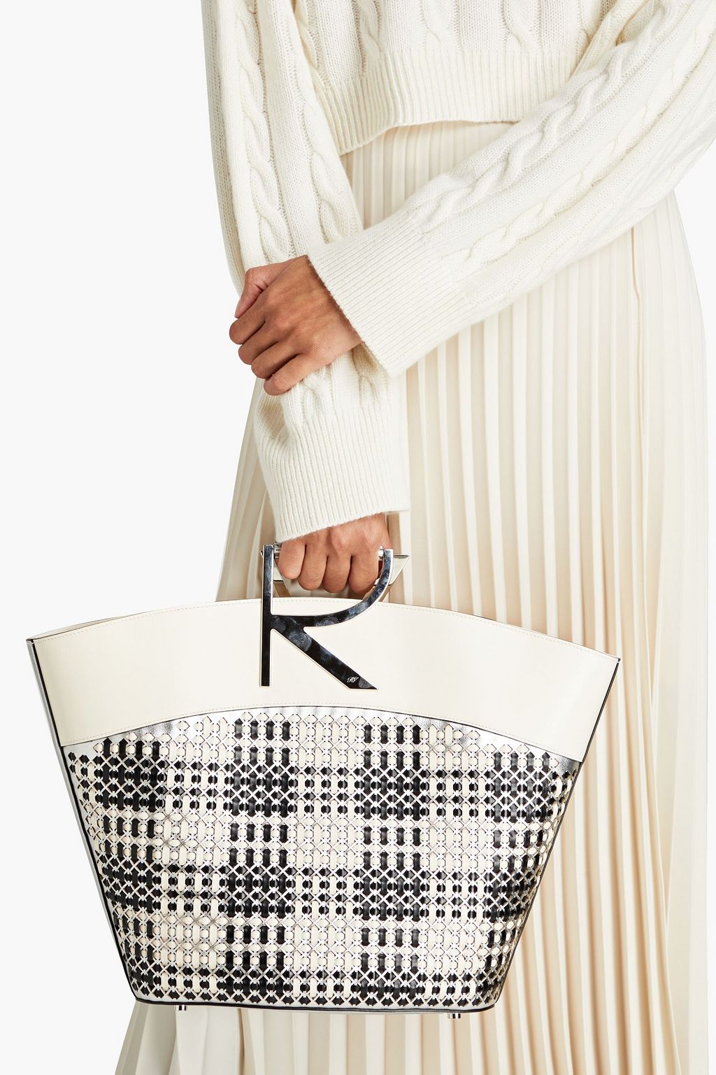 ROGER VIVIER Metallic woven leather tote