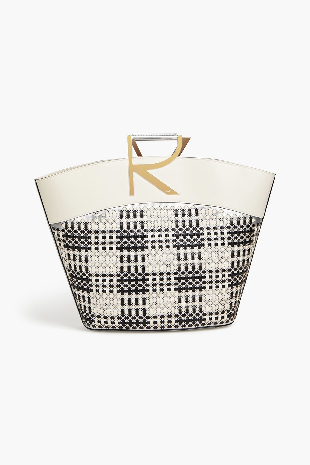 ROGER VIVIER Metallic woven leather tote