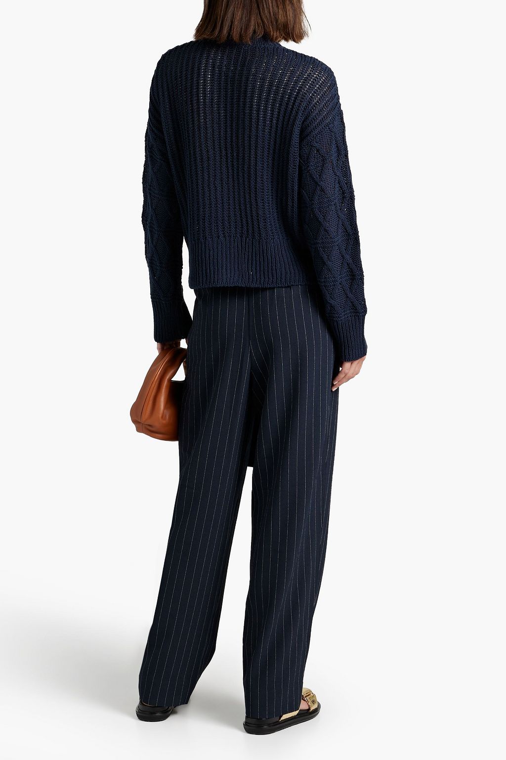 JOIE Deming cable-knit cotton and linen-blend cardigan