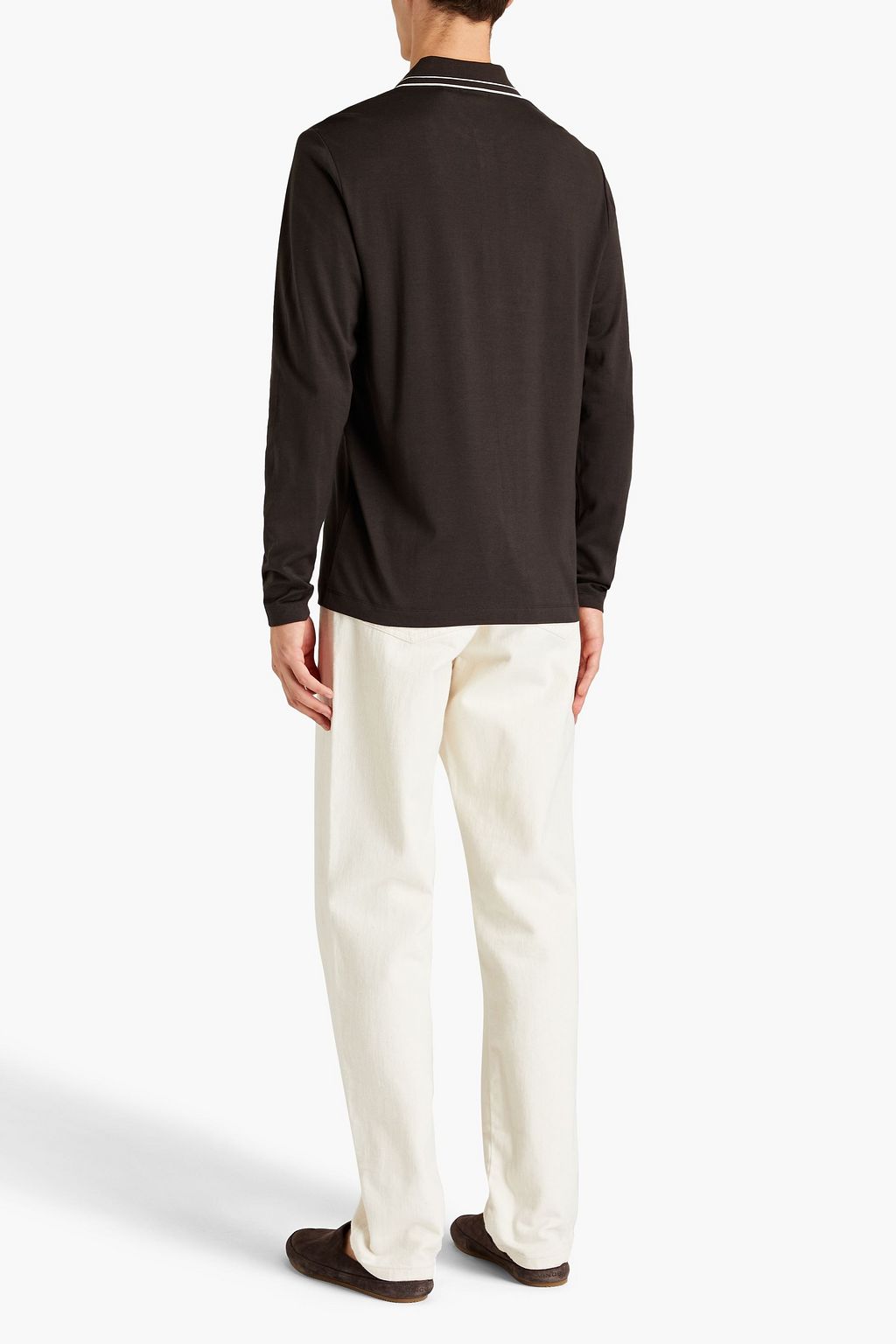 THEORY Silk and cotton-blend jersey polo shirt