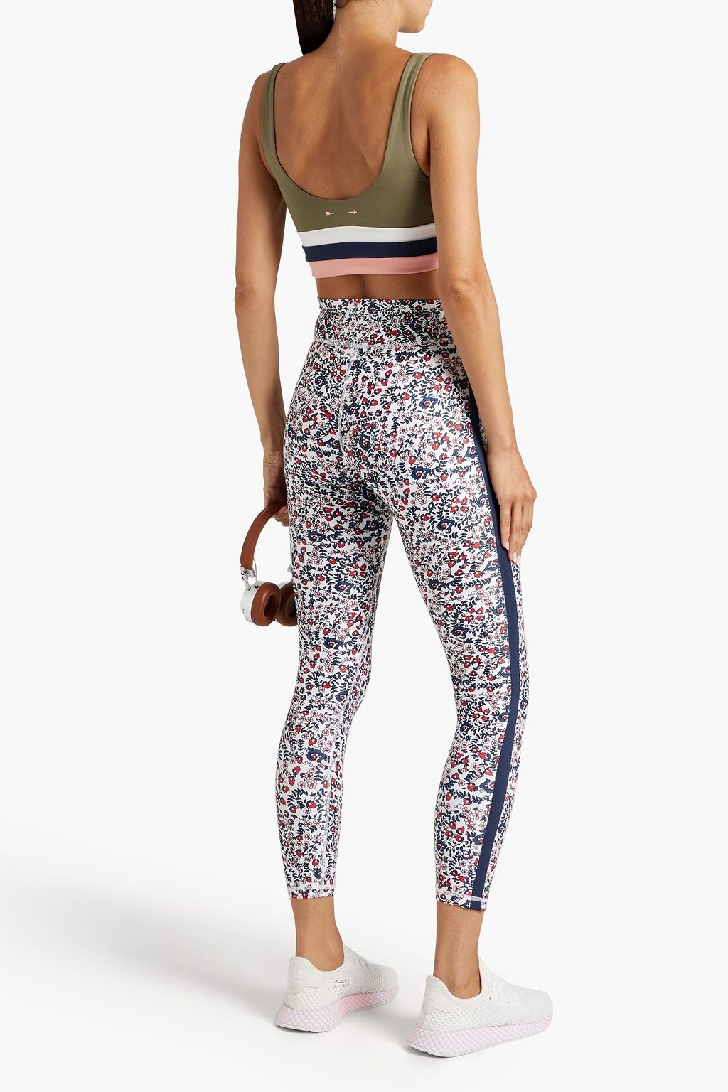 THE UPSIDE Cropped floral-print stretch leggings