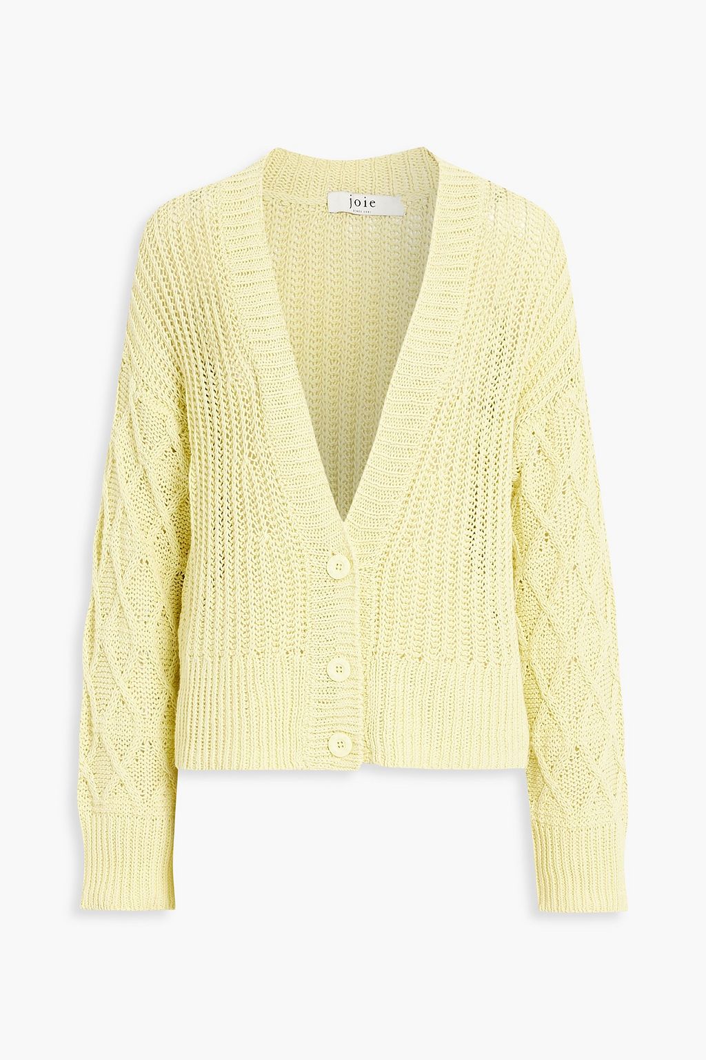 JOIE Deming cable-knit cotton and linen-blend cardigan | Sale up