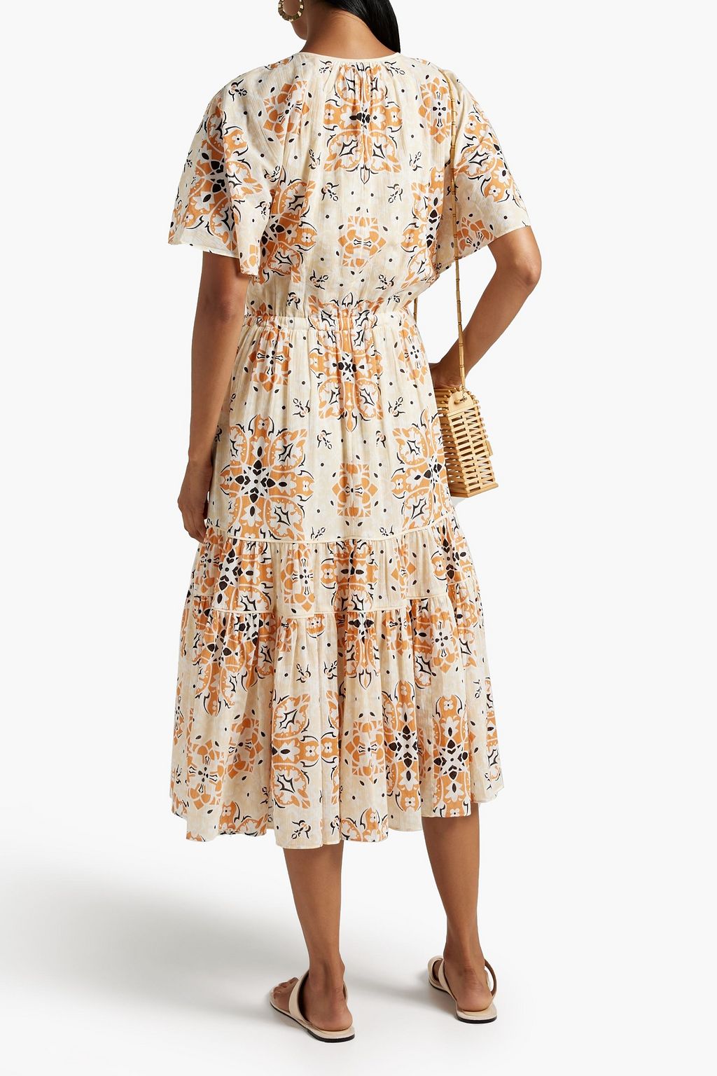 JOIE Bellsa tiered printed cottongauze midi dress THE