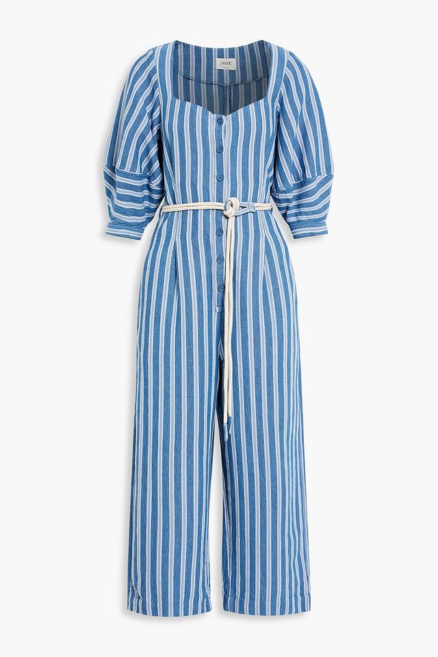 Shelburna belted striped cotton jumpsuit