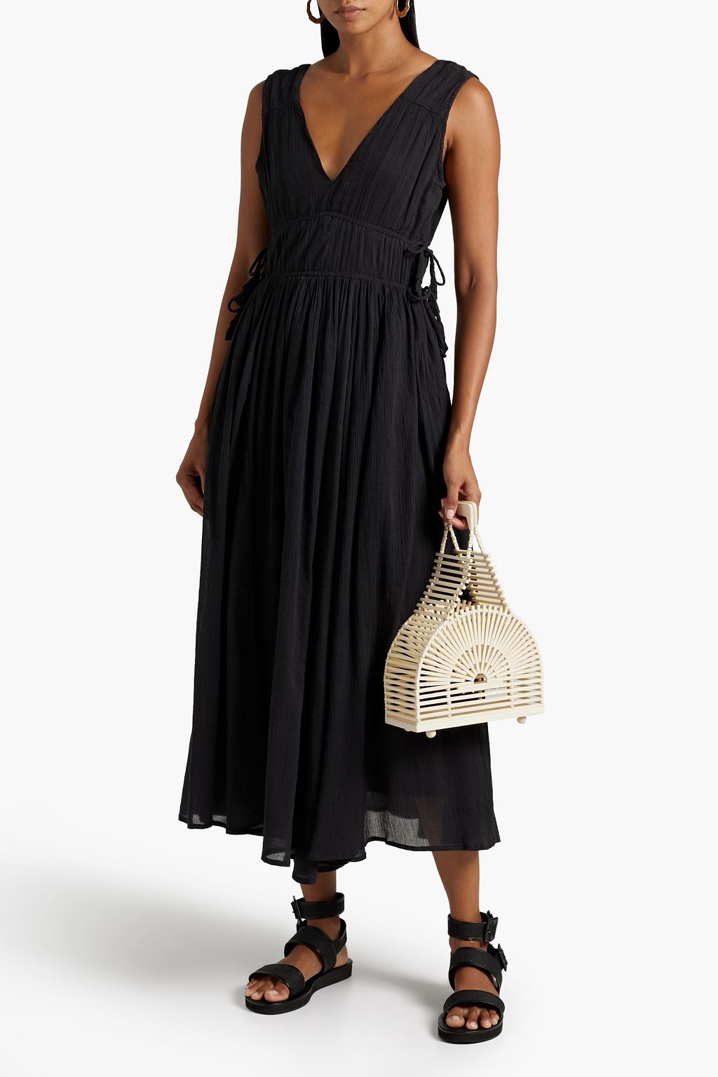 JOIE Margarettea crinkled cottongauze midi dress THE