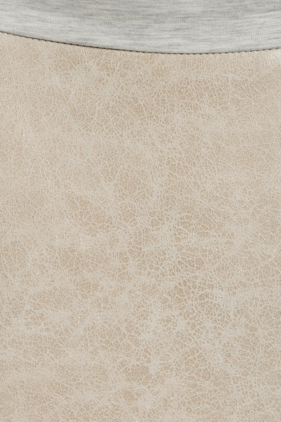 Fabiana Filippi Cropped Jersey-paneled Cracked Suede Leggings In Beige