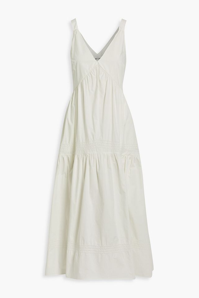 Bondi gathered cotton-poplin midi dress