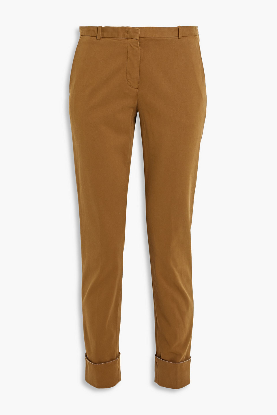 fabiana filippi - bead-embellished stretch-cotton twill skinny pants - brown - it 42