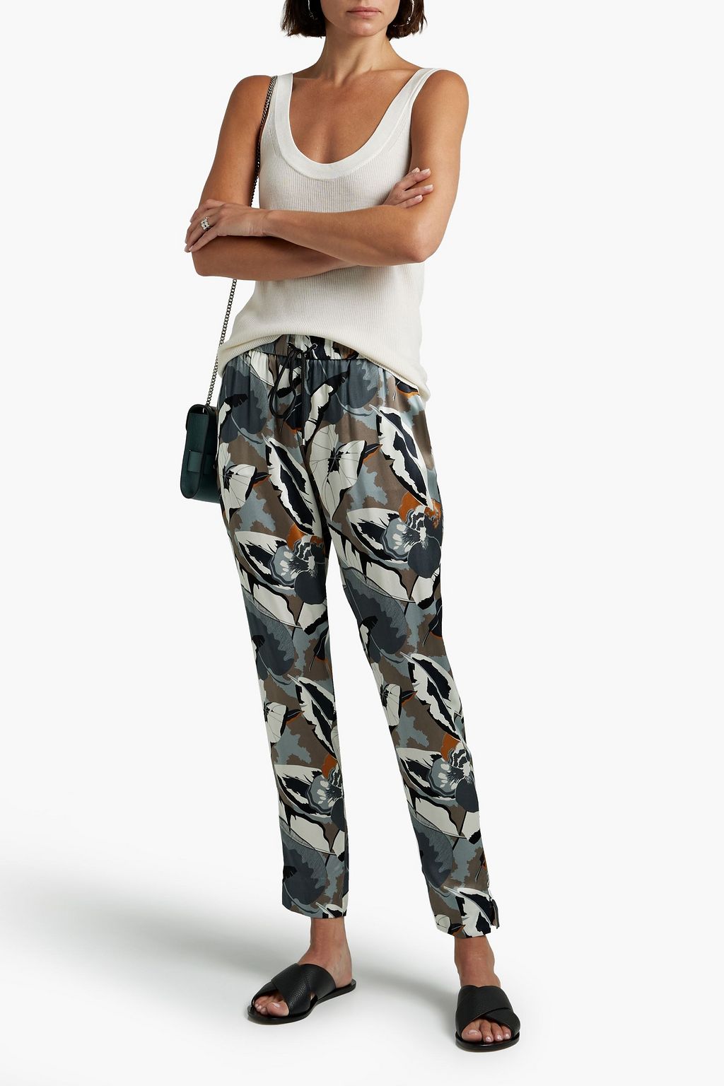FABIANA FILIPPI Printed silk-satin tapered pants