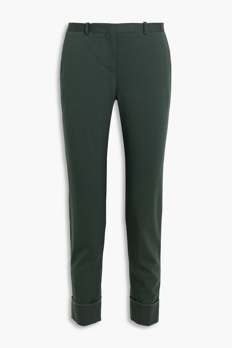 Merino wool-blend twill slim-leg pants